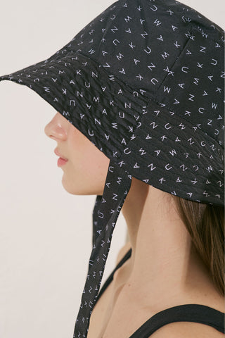 Bucket Hat With String Logo Pattern