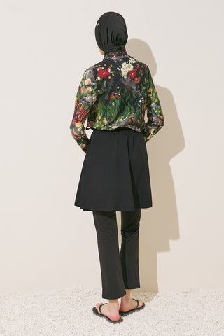 Printed Wrap Swimsuit Dark Garden