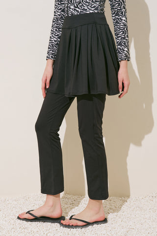 Pleated Detail Swim Skirt Black