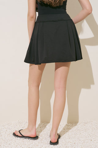 Pleated Detail Swim Skirt Black