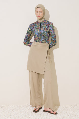 Wrap-Front Swim Skirt Green