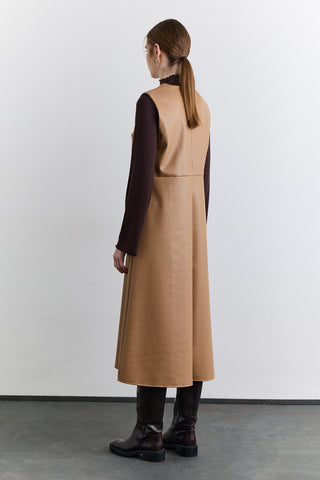 Leather Dress With Pocket Detail Camel