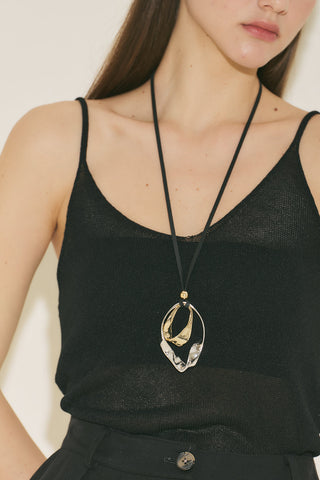 Double-Layer Long Necklace Mix Black