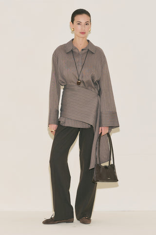 Belt Detail Striped Shirt Anthracite