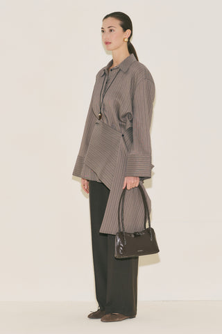 Belt Detail Striped Shirt Anthracite