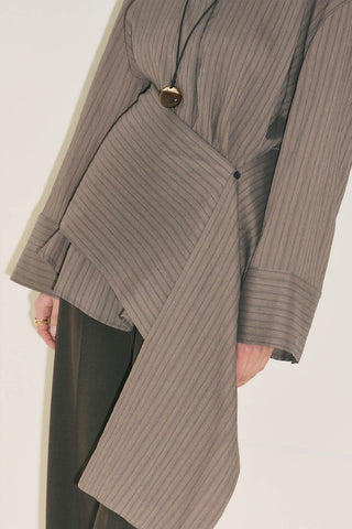 Belt Detail Striped Shirt Anthracite