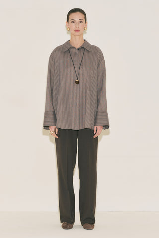 Belt Detail Striped Shirt Anthracite