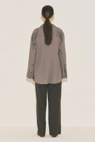 Belt Detail Striped Shirt Anthracite