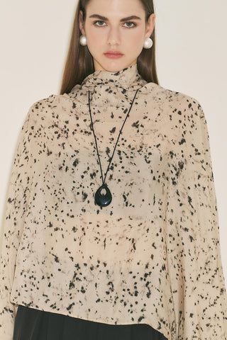 Patterned Blouse With Scarf Detail Animal