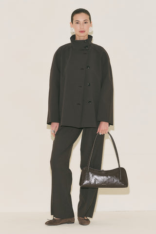 Henna High Neck Trench Coat Brown