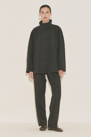 Henna High Neck Trench Coat Brown