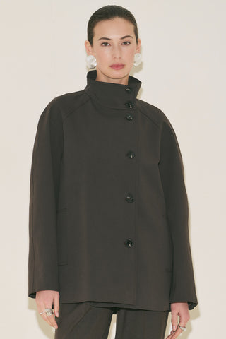 Henna High Neck Trench Coat Brown