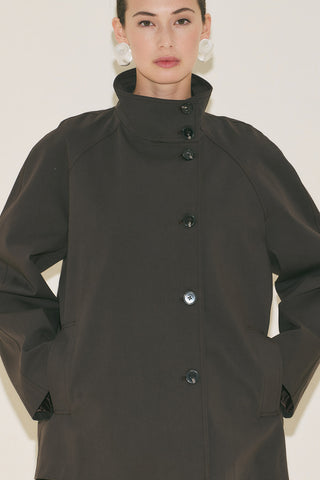 Henna High Neck Trench Coat Brown