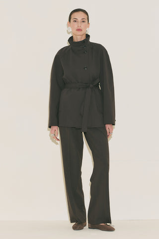 Henna High Neck Trench Coat Brown