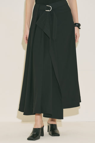 Asymmetric Belted Skirt Black