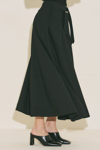 Asymmetric Belted Skirt Black
