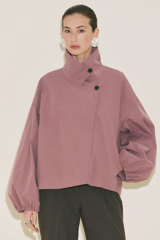 Melva Short Trench Coat With Wide Sleeves Dusty Rose