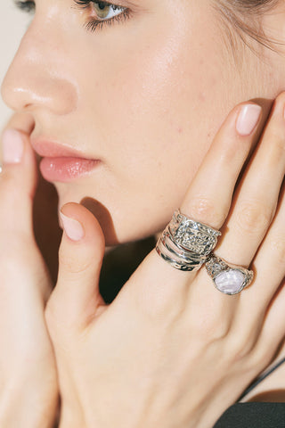 Lava Ring Set Silver