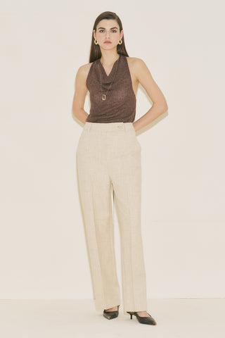 Classic Straight Trousers Beige
