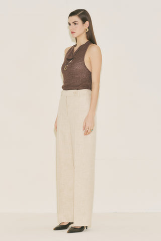 Classic Straight Trousers Beige