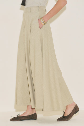 Wide Skirt Effect Trousers Green
