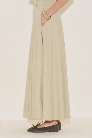 Wide Skirt Effect Trousers Green