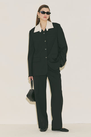 Contrast Collar Blazer Black