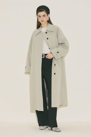 Malene Buttoned Trench Coat Green