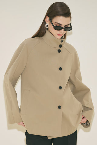 Henna High Neck Trench Coat Sand