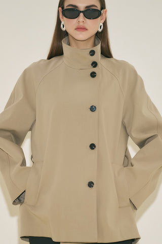 Henna High Neck Trench Coat Sand