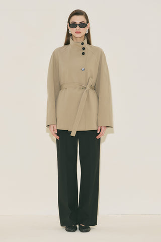 Henna High Neck Trench Coat Sand