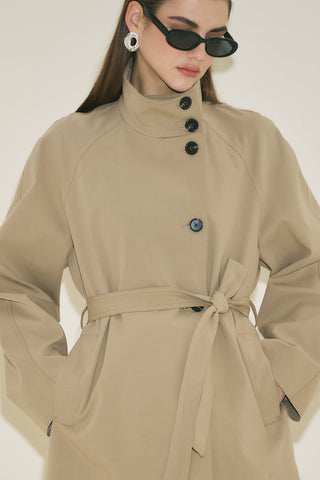 Henna High Neck Trench Coat Sand
