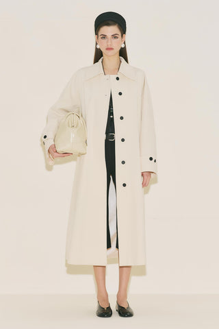 Malene Buttoned Trench Coat Vanilla