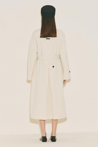 Malene Buttoned Trench Coat Vanilla