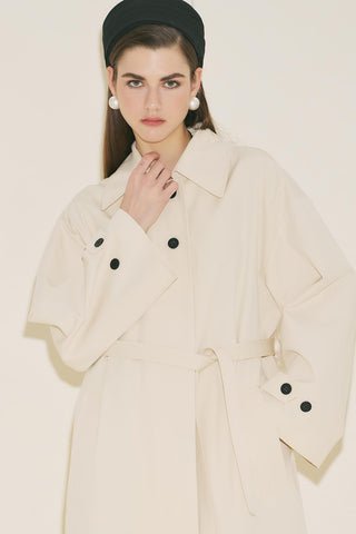 Malene Buttoned Trench Coat Vanilla