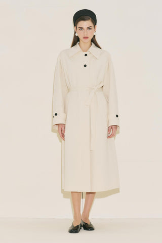 Malene Buttoned Trench Coat Vanilla