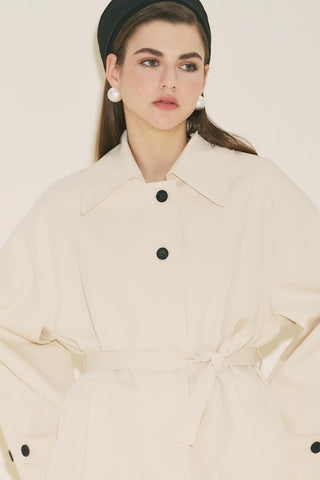 Malene Buttoned Trench Coat Vanilla