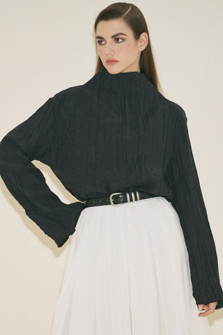 Crush Texture Blouse Black