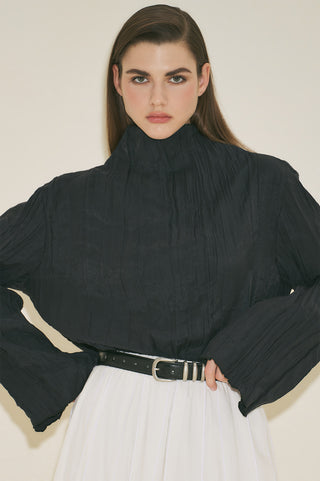 Crush Texture Blouse Black