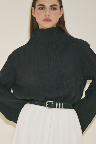 Crush Texture Blouse Black