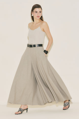 Wide Skirt Effect Trousers Stone