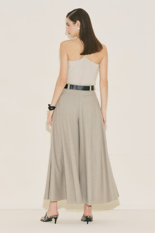 Wide Skirt Effect Trousers Stone