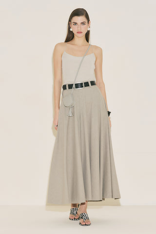 Wide Skirt Effect Trousers Stone