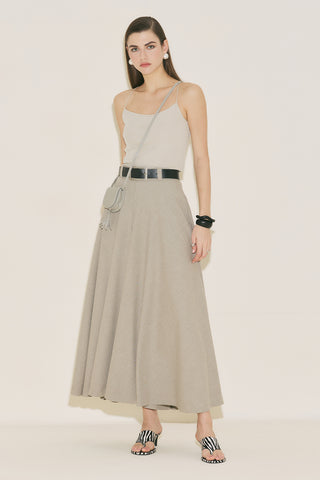 Wide Skirt Effect Trousers Stone