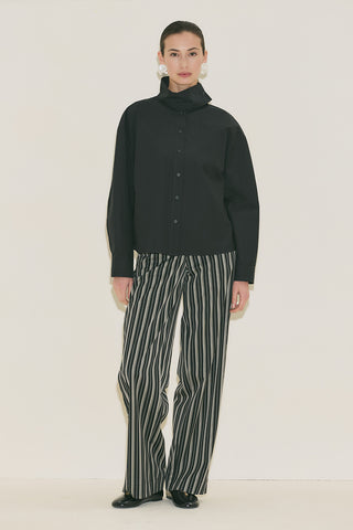 High Neck Cropped Shirt Black