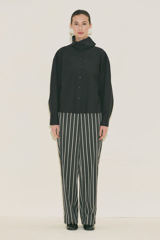 High Neck Cropped Shirt Black