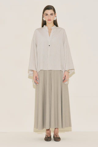 Kimono Sleeve Blouse Brown Striped