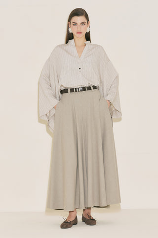 Kimono Sleeve Blouse Brown Striped