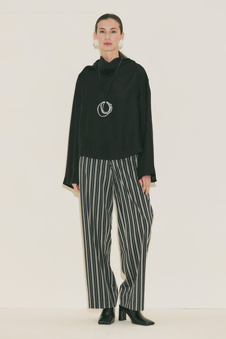 Textured Drape Blouse Black