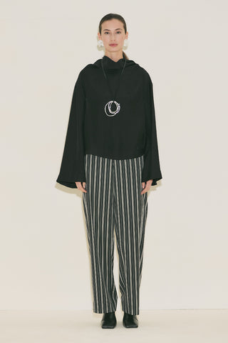 Textured Drape Blouse Black